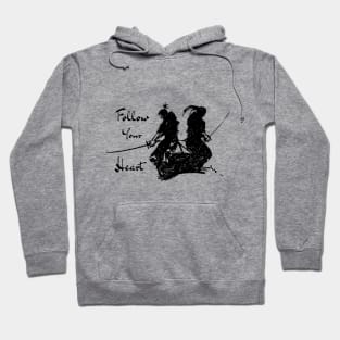 Follow Your Heart Samurai Warrior Black on White Hoodie